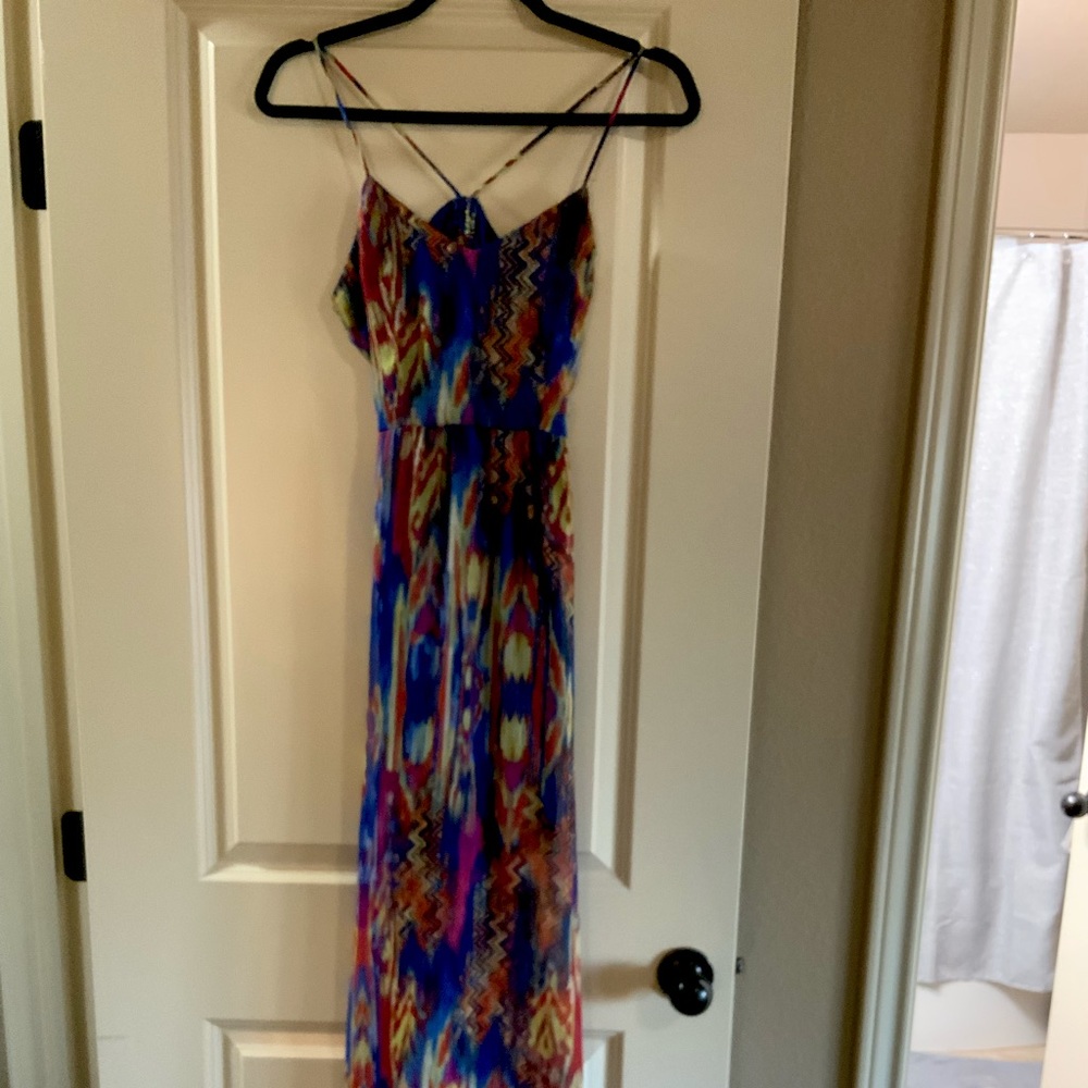 Colorful long summer dress size small.